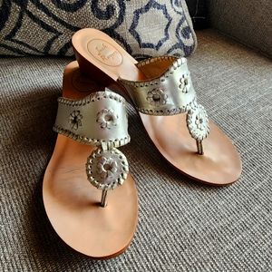 Jack Rogers Metallic Slip On Thong Wedges/ 7.5M